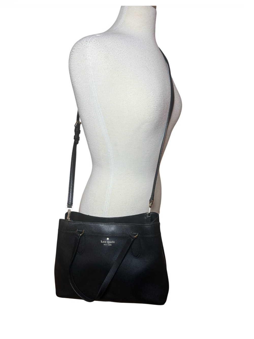 Kate Spade New York Sienna Satchel Black Leather with Detachable Strap-Like New - Picture 2 of 11